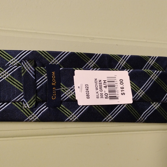 Men's Club Room (2 available) silk woven 50" × 3" navy blue green white tie 👔 - Picture 8 of 11